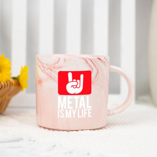 Heavy Metal Is My Life Hard Rock Music Text Quote Marble Mugs