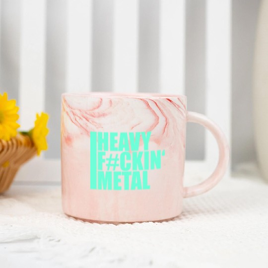 Heavy F#ckin' Metal Hard Rock Fun Music Text Quote Marble Mugs