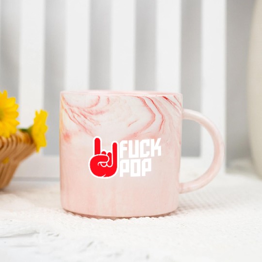 Fuck pop charts music heavy metal fun hand gesture Marble Mugs