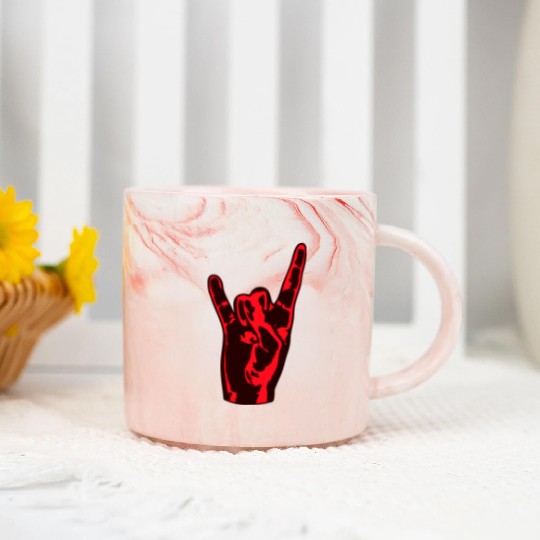 Heavy Metal Fun Hard Rock Music Horns Hand Gesture Marble Mugs