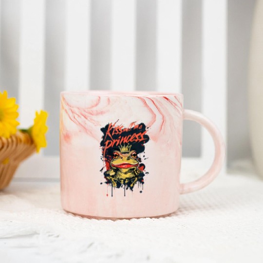 Kiss Me I'm A Princess Funny Frog Toad Marble Mugs