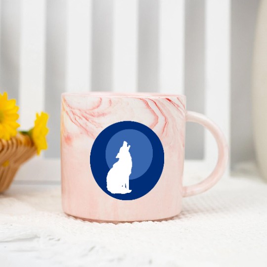 Wolf Moon Nature Vector Marble Mugs