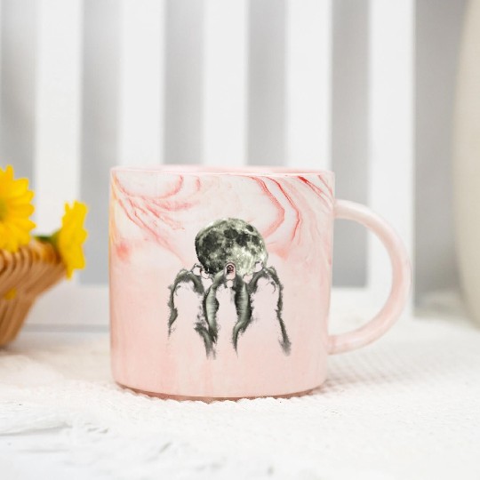 Baboon Monkey Howling Moon Marble Mugs