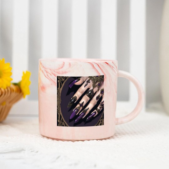 Gothic Fantasy Halloween Nails Marble Mugs