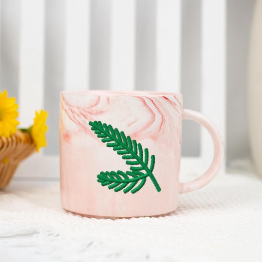 Fir branches embroidered Marble Mugs