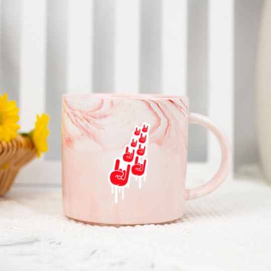 Heavy metal graffiti drop horn finger hand gesture Marble Mugs