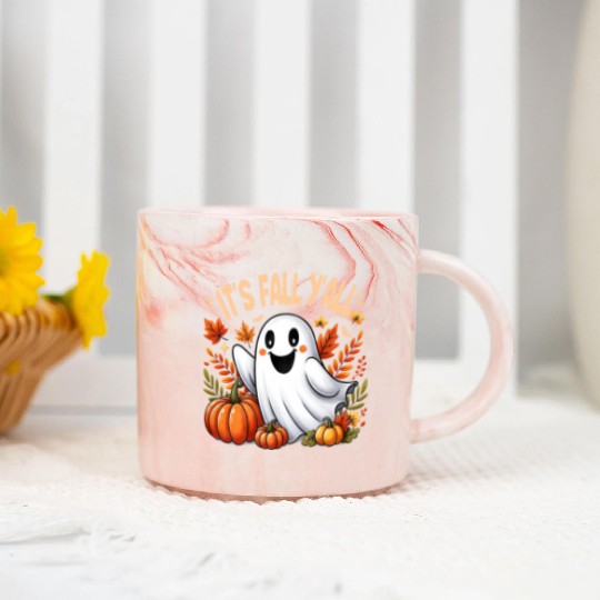 Retro It s Fall Y all Pumpkin Spice Latte Marble Mugs