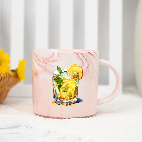 Lemonade Cocktail Drink Marble Mugs