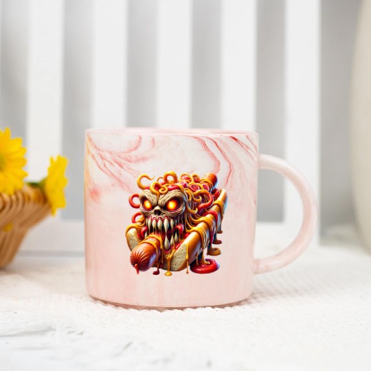Monster Hot Dog Horror Marble Mugs