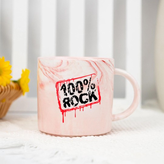 100 % Percent Rock Heavy Metal Music Text Logo Marble Mugs