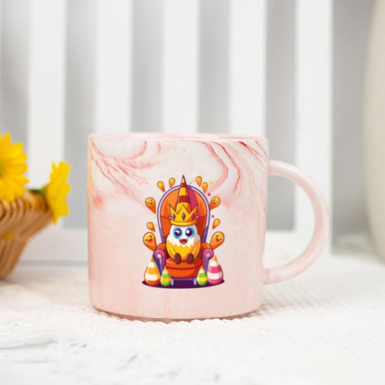 Candy Corn King - Adorable Halloween Royalty Marble Mugs
