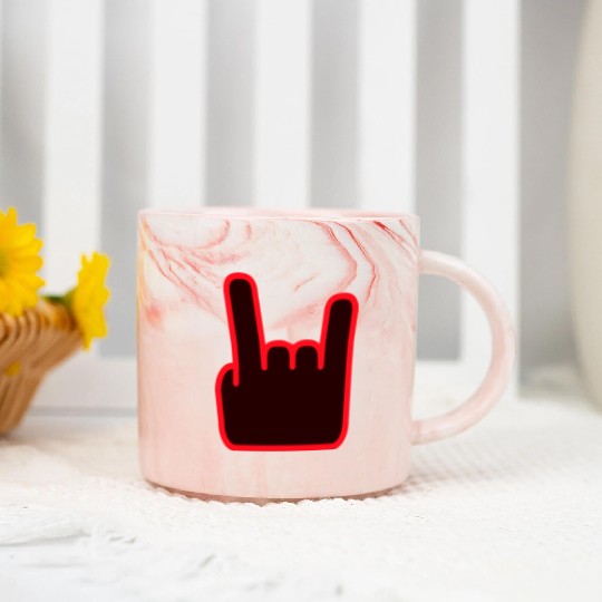 Heavy Metal Fun Hard Rock Music Horns Hand Gesture Marble Mugs