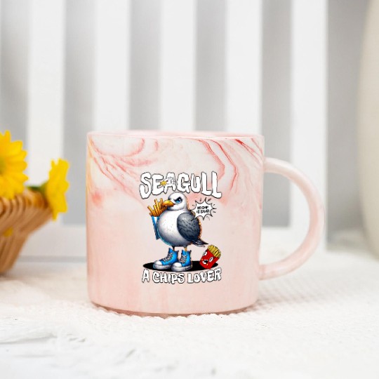 Seagull The Potato Chips Lover Funny Sea Bird Marble Mugs