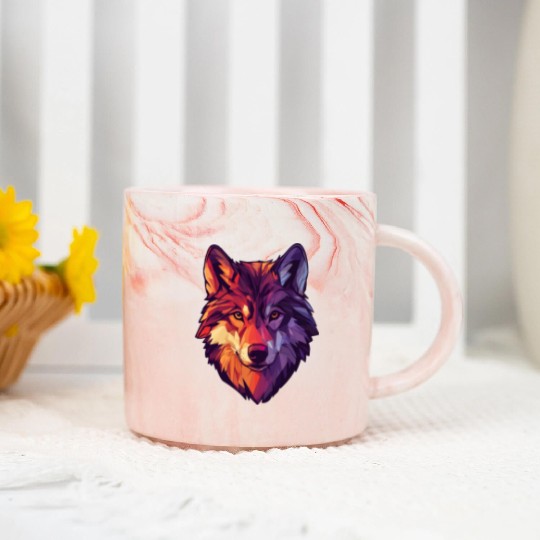 Floral Wolf Vintage Flowers Wolf Face for Wolves Marble Mugs