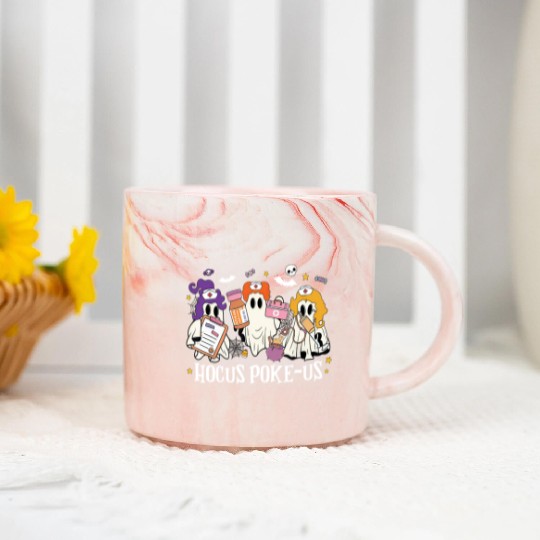Hocus Poke-Us Funny Ghost Vintage Halloween Movie Marble Mugs