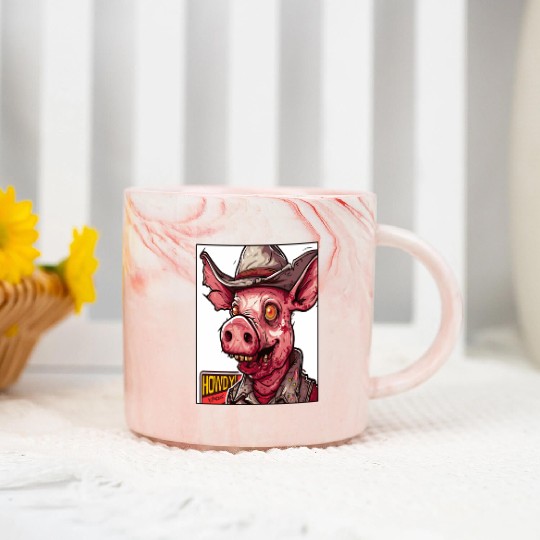hillbilly redneck zombie cowboy pig Marble Mugs