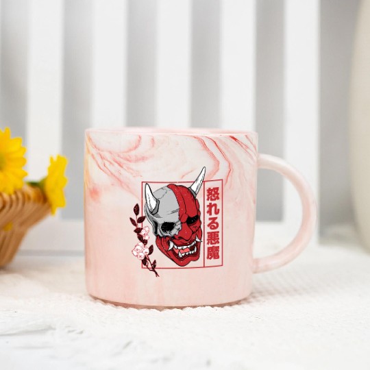 Hannya demon art face Skull devil oni harajuku Marble Mugs