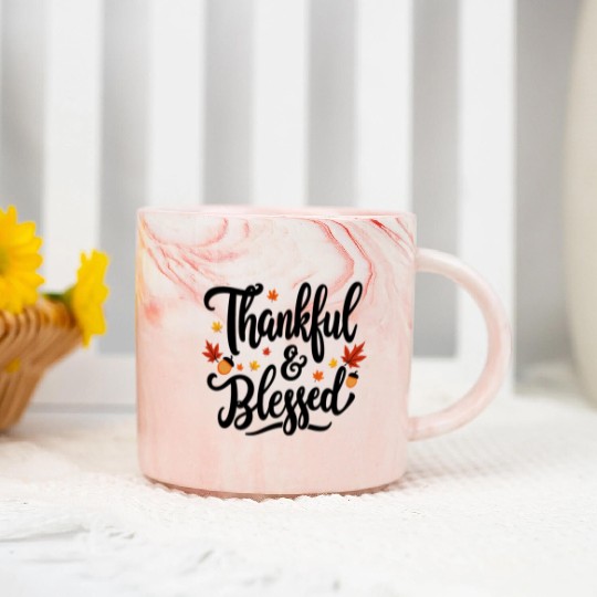 Thankful and Blessed – Grateful, Positive Mindset Marble Mugs