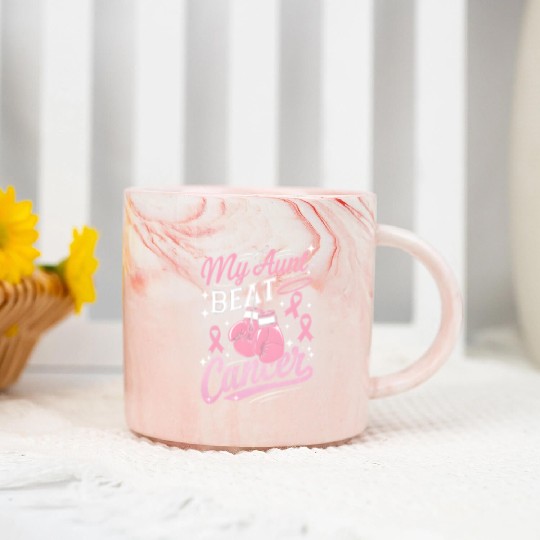 My Aunt Beat Cancer Breast Cancer Awareness Marble Mugs