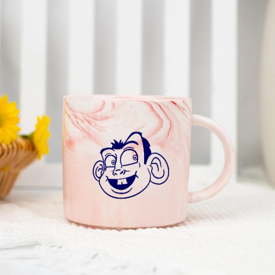 Monkey Face Sweet Cute Little Head Laughs Happy Marble Mugs
