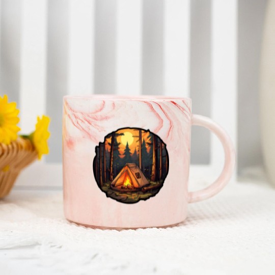 Tents Forest Nature Camping Marble Mugs