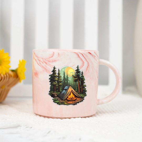 Tents Forest Nature Camping Marble Mugs