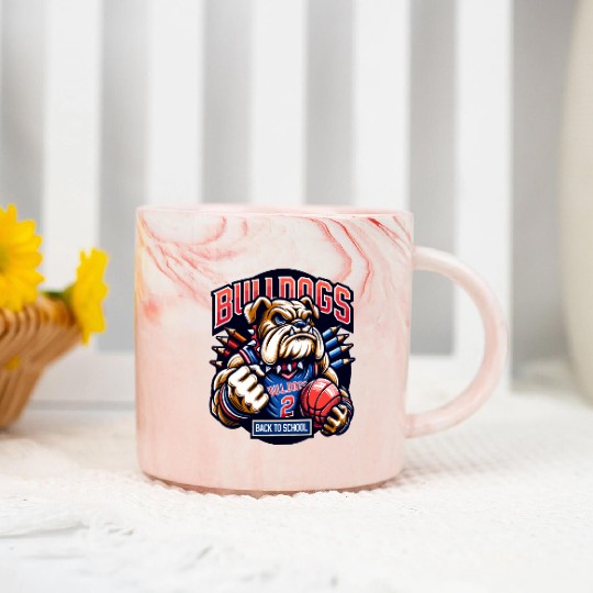 Bulldogs Mascot Back To School Team Spirit Marble Mugs