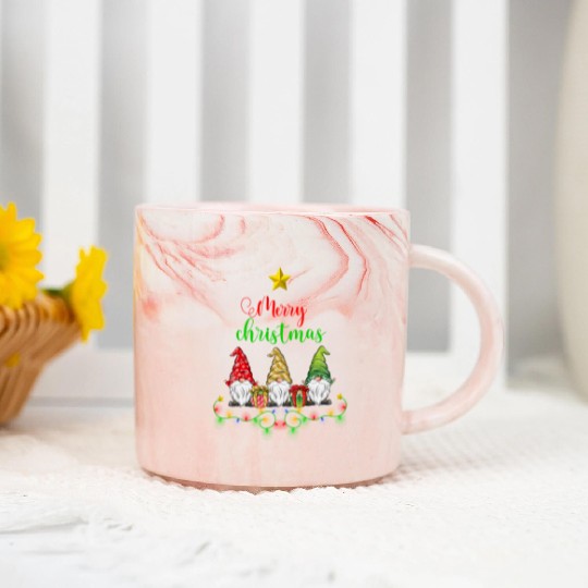 Gnomes Christmas Tree Funny Xmas Holidays Marble Mugs