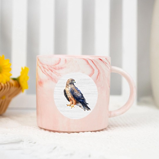 Hawk Watercolor Drawing Marble Mugs