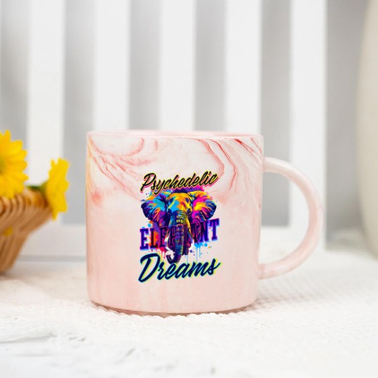 Elephant Psychedelic Elephant Dreams Marble Mugs