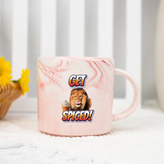 Fierce Lion 'Get Spiced!' Pumpkin Spice Fall Desig Marble Mugs