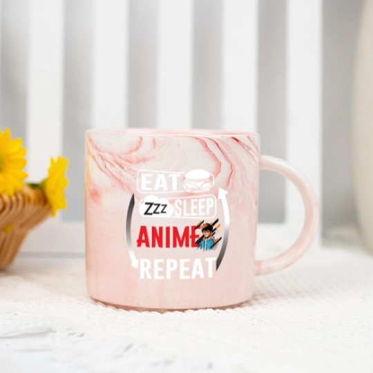 Eat Sleep Anime Repeat Ramen Kawaii Japanese Manga Marble Mugs