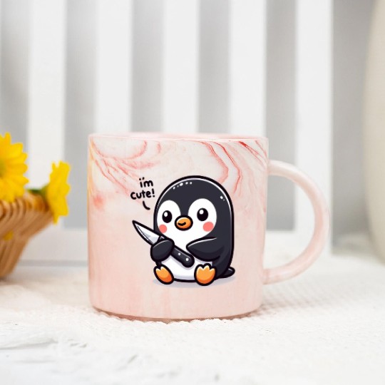 Penguin I'm Cute! Marble Mugs