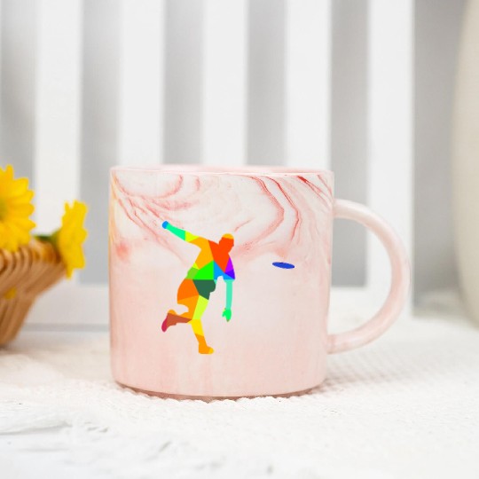 Ultimate Frisbee Rainbow Colors Polygon Sport Marble Mugs