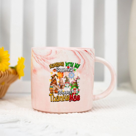 Hanging With My Gnomies Happy Thanksmas Gnomes Marble Mugs