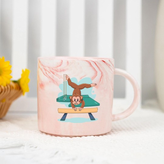 Monkey Gymnastics Design Marble Mugs