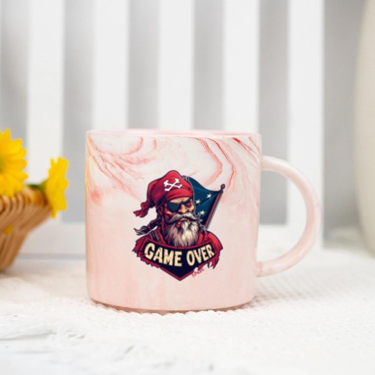 Pirate Game Over Graphic - Bold Pirate Skull Art Marble Mugs