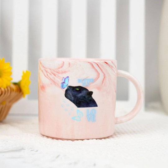 black panther lover butterfly Marble Mugs