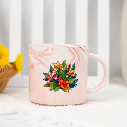 Hibiscus bouquet Marble Mugs