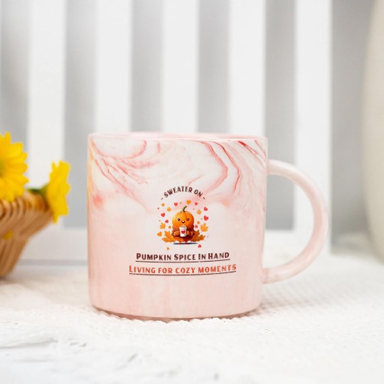 sweater on, pumpkin spice in hand Marble Mugs