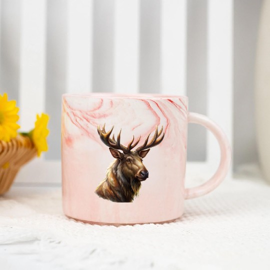Elk head with antlers Marble Mugs