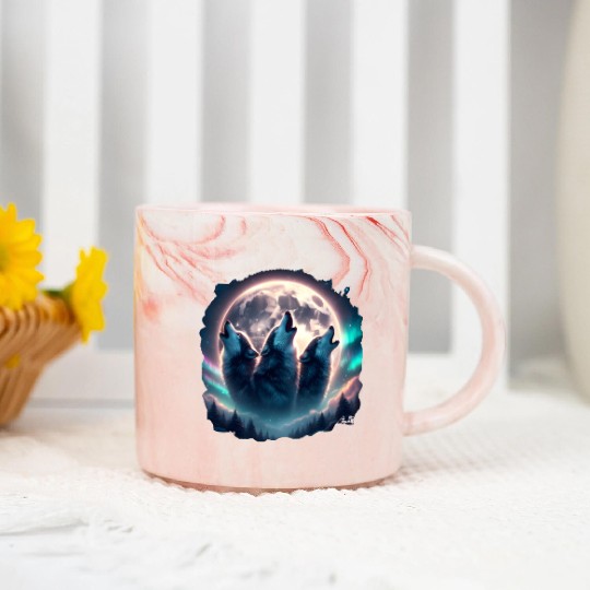 Howling in the moon, wolves, animal, wolf Marble Mugs
