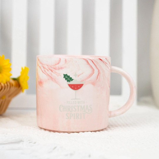 Filled With Christmas Spirit Festive Cocktail Vibe Marble Mugs
