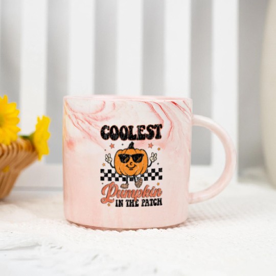 Coolest Pumpkin in Town: Spooky Season Style Marble Mugs