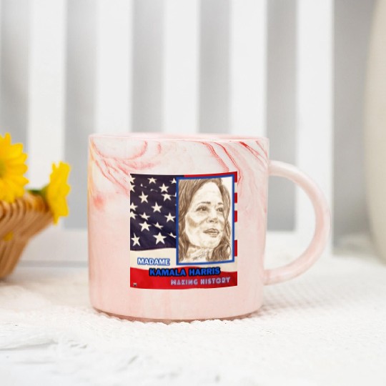 Kamala Harris-Making History-You Are Too. Marble Mugs