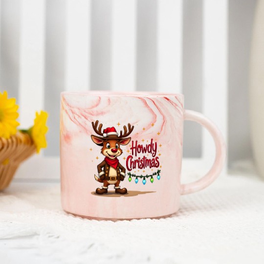 Christmas Cowboy Reindeer Marble Mugs