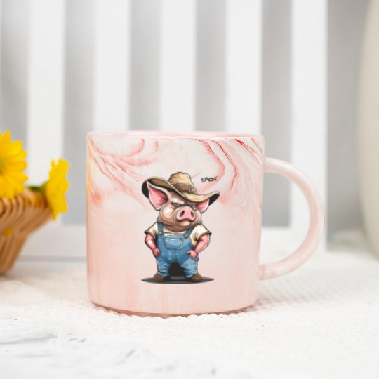 Hillbilly Pig Farmer – Redneck Village Life Marble Mugs