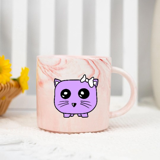 Girl Cat Pretty Fun Bow Small Female Hamster Woman Marble Mugs