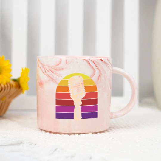 Vintage Microphone Retro Sunset Marble Mugs