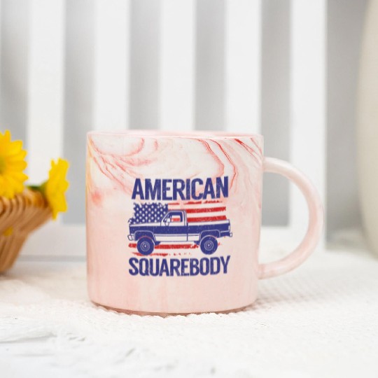 Classic C10 American Square Body Truck USA Flag Marble Mugs